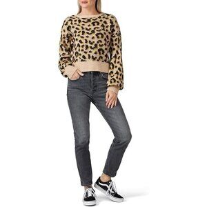 Louna Leopard Boat Neck Sweater Brown X-Small NWT Soft Knit